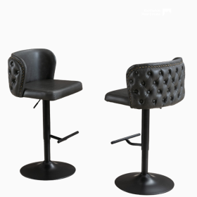 Set of 2 Modern PU Upholstered Swivel Barstools