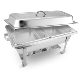 L Dual Tray Stainless Steel Chafing Food Warmer Catering Dish